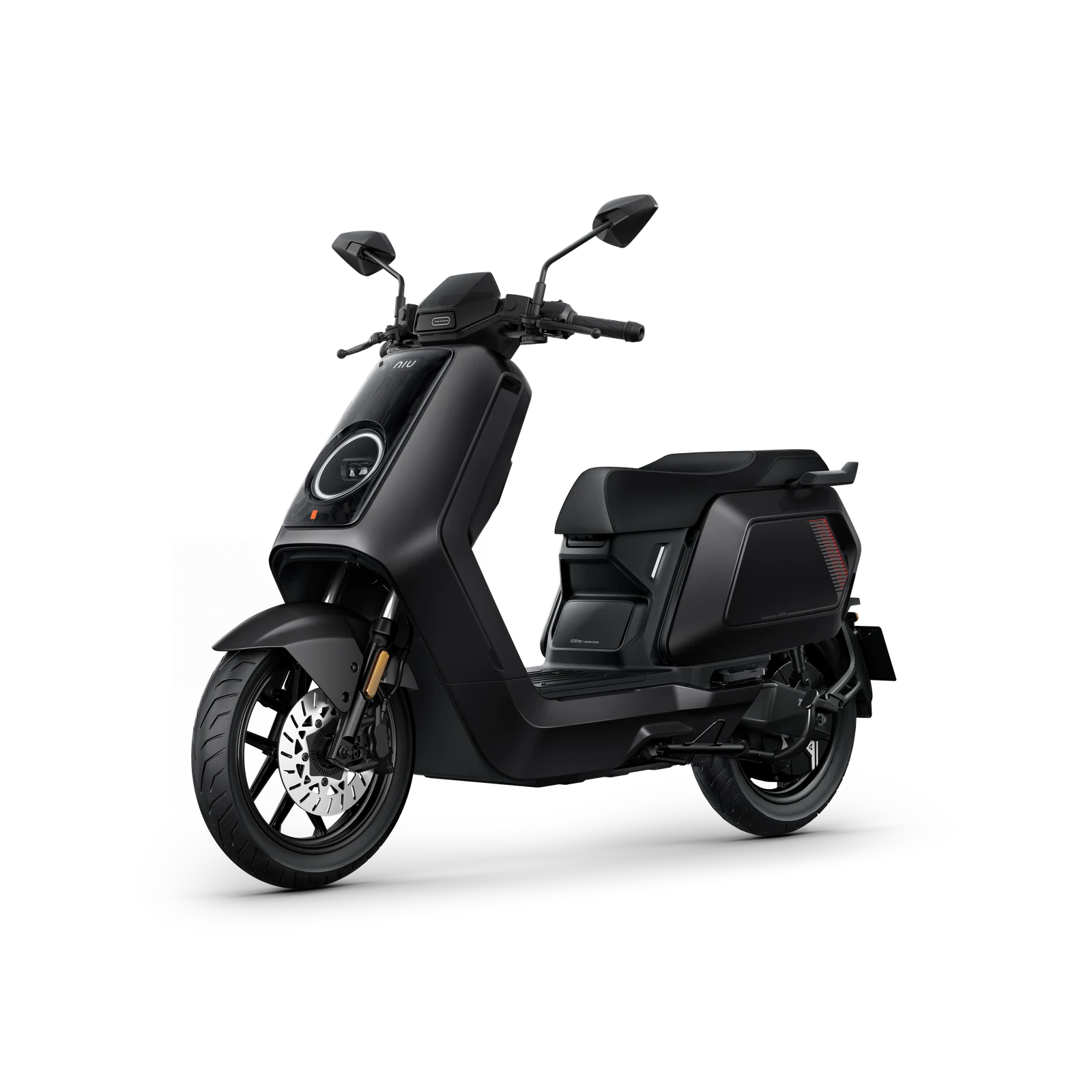 NIU NQiX 300 MY26 in Schwarz, Frontansicht schräg